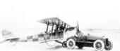 Bill Lindley with his Jenny plane and Lindley Special automobile : Daytona Beach, Florida
