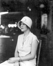 Woman models fashion at Burdine's store - Miami, Florida