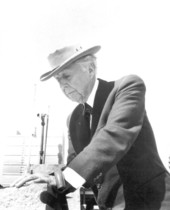 Frank Lloyd Wright inspecting work on his buildings - Lakeland, Florida.