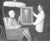 Mr. J.P. Ragsdale in T.A. Edison's wheelchair - Fort Myers, Florida