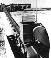 Conveyor belt at Swift and Company phosphate plant - Agricola, Florida