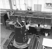 Technicians testing a ballistic missile section at the Martin Co. - Orlando, Florida.