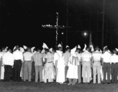 People gathered to watch cross burning at KKK rally