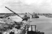 Construction work on the levee - Lake Okeechobee, Florida