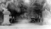 Gates made from oyster shells marking the town's main street, Lantana Avenue - Lantana, Florida