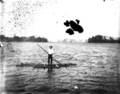 Leigh M. Pearsall on a raft in the middle of Santa Fe Lake - Melrose, Florida
