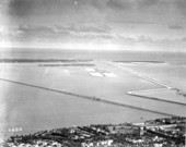 Aerial view looking east across Biscayne Bay - Miami Beach, Florida