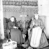 Mrs. Maxon and Aunt Hattie knitting rugs - Saint Andrews, Florida