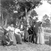Group of friends assembled for outdoor portrait - Saint Andrews, Florida