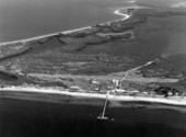 Aerial view of Mullet Key looking over pier - Pinellas County, Florida