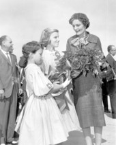 Pat Nixon and daughters during Richard Nixon's presidential campaign - Jacksonville, Florida.