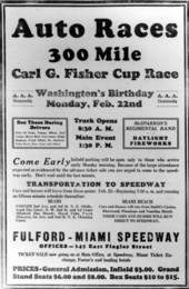 Advertisement for 300 mile race at Fulford - Miami, Florida