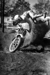 Motorcycle racer with his dirt bike
