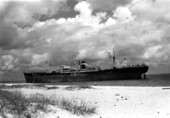 Freighter "Amaryllis" aground at shore - Palm Beach, Florida.