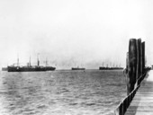 Transport fleet leaving Tampa during the Spanish-American war.