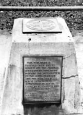 Close-up view of the Meridian Marker - Tallahassee, Florida.