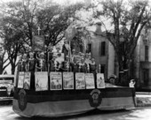 Centennial celebration parade float of the Florida Federation of Women's Clubs - Tallahassee, Florida.