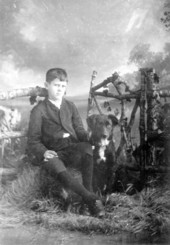 John Ward Henderson with his dog.