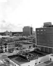 Downtown showing the First National Bank under construction - Orlando, Florida.