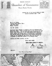 Letter to Mr. J.R. Tatum - Miami, Florida.