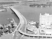 Aerial view of the MacArthur causeway - Miami Beach, Florida