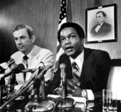 Jesse J. McCrary Jr. with Governor Askew just prior to taking the oath of office - Tallahassee, Florida.