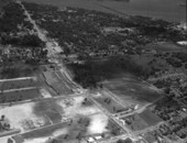 Aerial view overlooking Main Street next to a drive-in movie theater - Jacksonville, Florida.