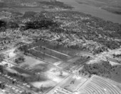 Aerial view overlooking Main Street from above a drive-in movie theater - Jacksonville, Florida.