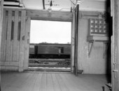 Close-up view of F.E.C. Railway baggage car #437 - Jacksonville, Florida.