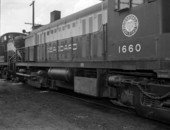 Close-up view of Seaboard Air Line Railroad diesel locomotive #1660 - Jacksonville, Florida.