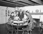 LeRoy Collins and family in the kitchen at the Grove.