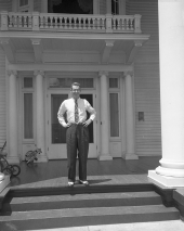 Daniel Thomas McCarty standing on the steps of the governor's mansion.