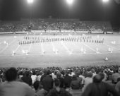 Marching band on field at the FSU Band Festival.