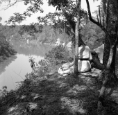 Couple looking at the Apalachicola River from a bluff in the "Garden of Eden"