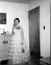 Daughter of A. D. Carson dressed for a formal.