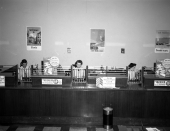 Eastern Air Lines vacation display at a bank
