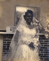 Portrait of Delores McCoy at the Tookes Hotel in Frenchtown on her wedding day.
