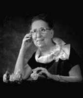 Portrait of Miss Ruby Pearl Diamond with snuff bottle collection - Tallahassee, Florida.