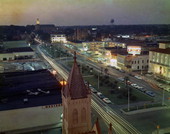 Time lapsed bird's eye view overlooking Palafox St. in Pensacola, Florida.