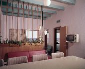 Interior view of a motel suite in Florida.