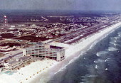 Aerial view showing the Fontainebleau Terrace hotel in Panama City Beach, Florida.