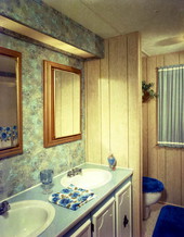 Interior view showing a mobile home bathroom - Tallahassee, Florida.