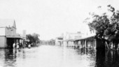 View of downtown during 1929 flood in LaBelle, Florida.