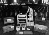 Midwife Jule Graves with improvised child care equipment.