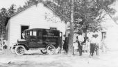 Florida State Board of Health movie truck used to promote public health practices in rural communities.