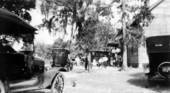 Scene with the Florida State Board of Health movie truck used to promote public health practices in rural communities.