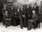 Group portrait of Supreme Court Justices from 1983 in the lawyer's lounge of the Supreme Court Building - Tallahassee, Florida.