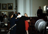 Newly sworn-in Justice Harry Lee Anstead (center) gets a hand from his daughters during the enrobing ceremony in Tallahassee, Florida