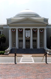 Florida Supreme Court Building showing banner for the sesquicentennial celebration - Tallahassee, Florida.