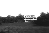 Lawn and house facing bay